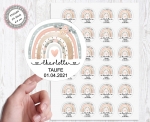 zuckersüßer Sticker Aufkleber "Taufe " 24 Stück 4cm Regenbogen Blume personalisiert Aktiv von Lüttentüddel® -